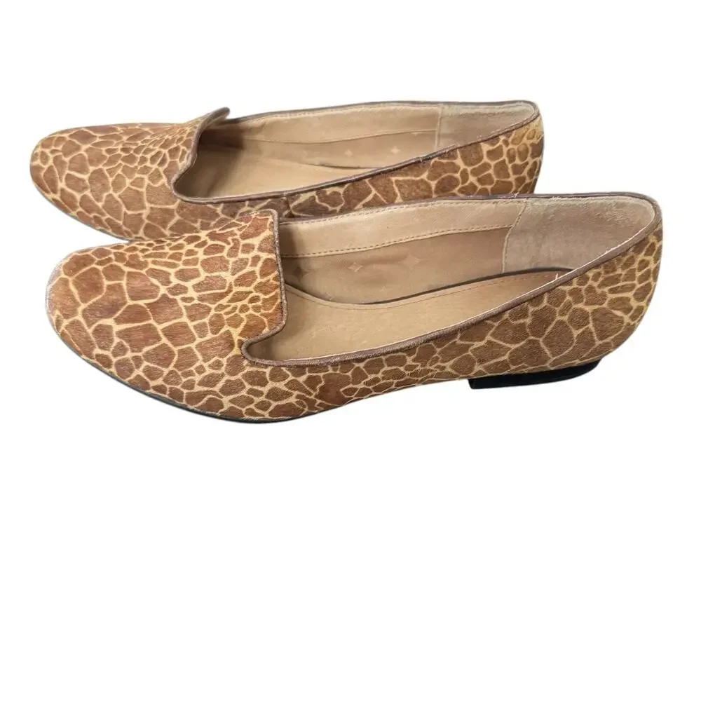 Fossil Shoes Women's 7.5 Giraffe Print Flat Fossil Slip‎ On Ballet